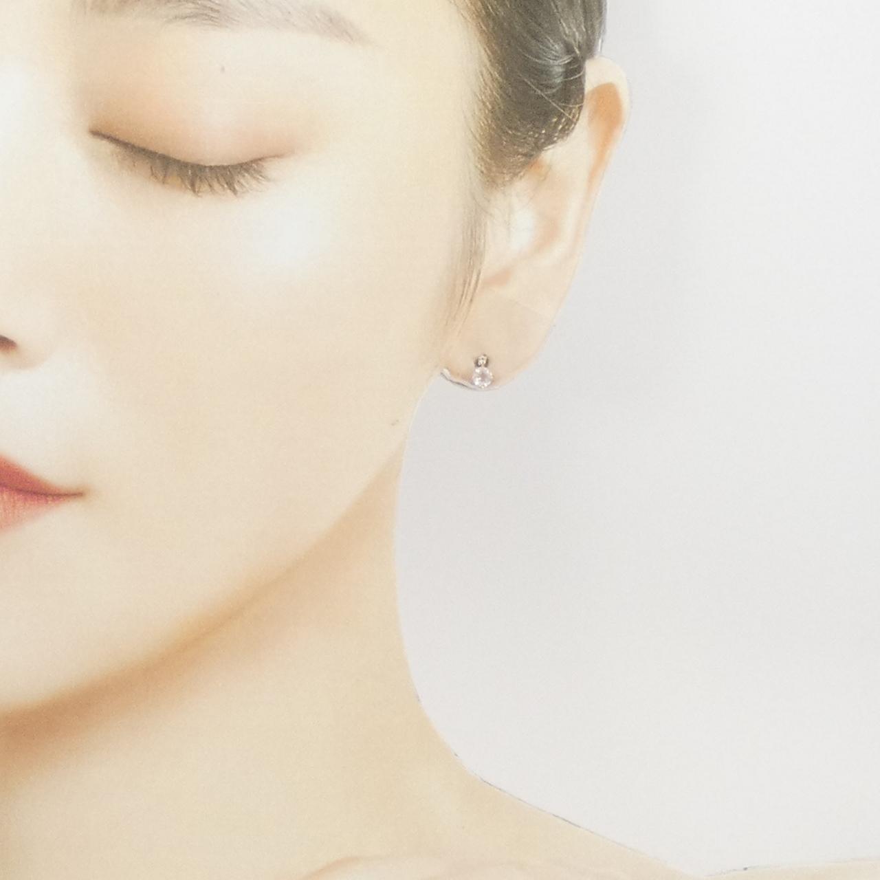 【新品】K18PG ローズクオーツ ピアス