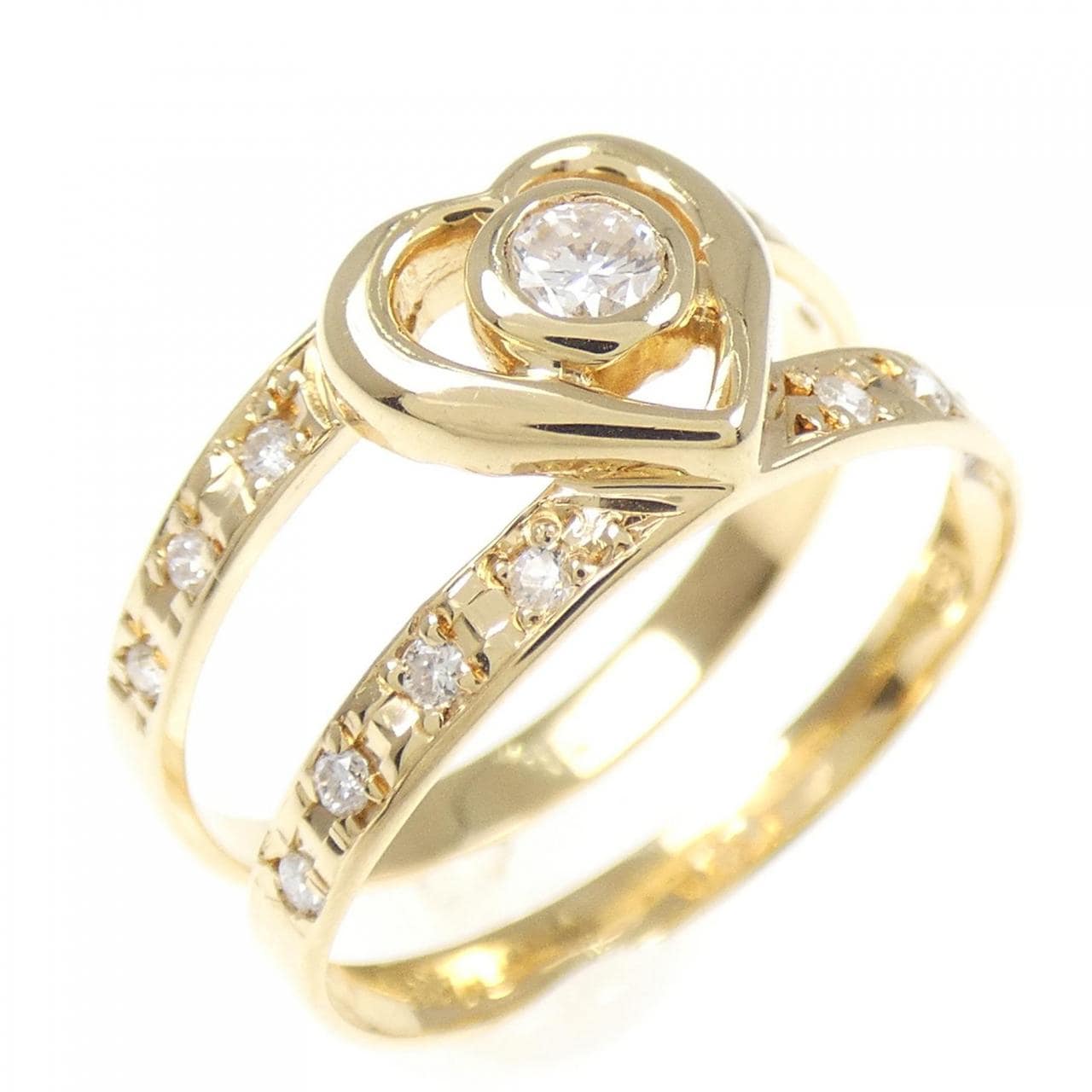 K18YG ハート ダイヤモンド リング 0.13CT
