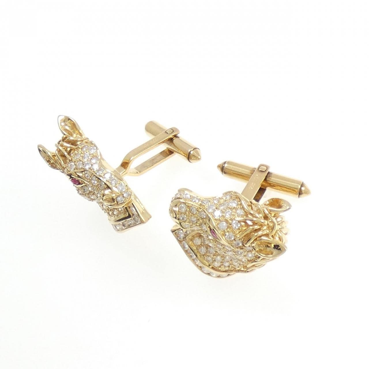 750YG ホース ルビー カフス