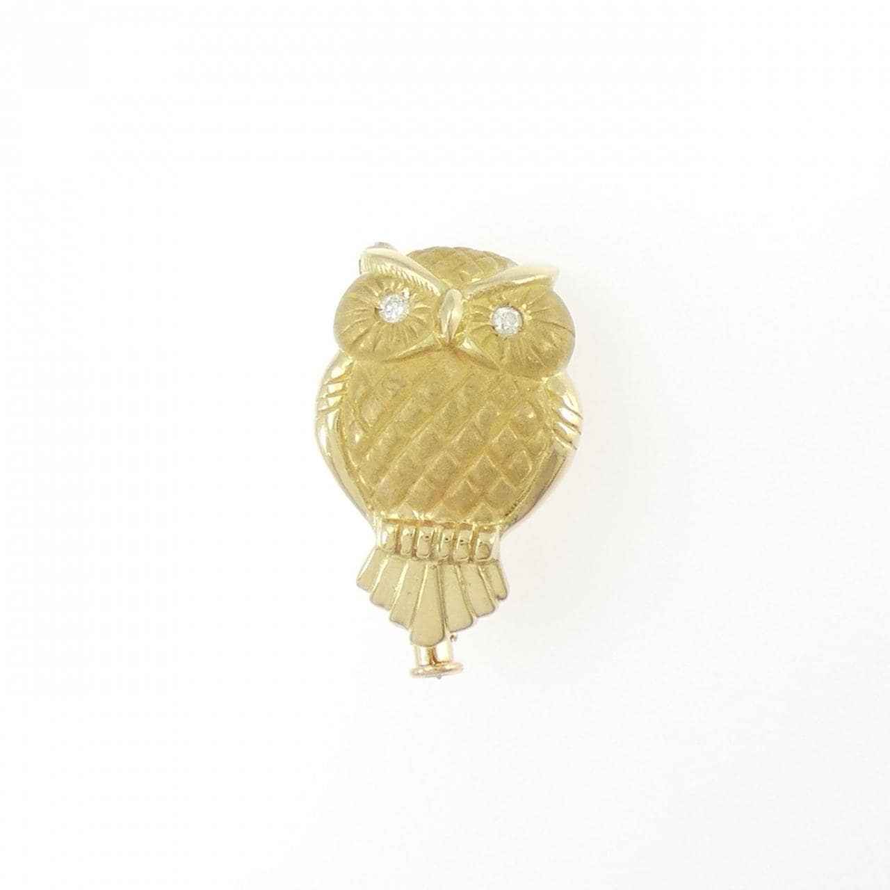 K18YG フクロウ ダイヤモンド ブローチ