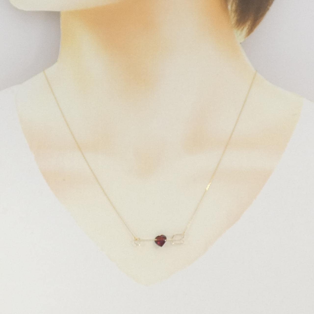 K18YG ハート ガーネット ネックレス