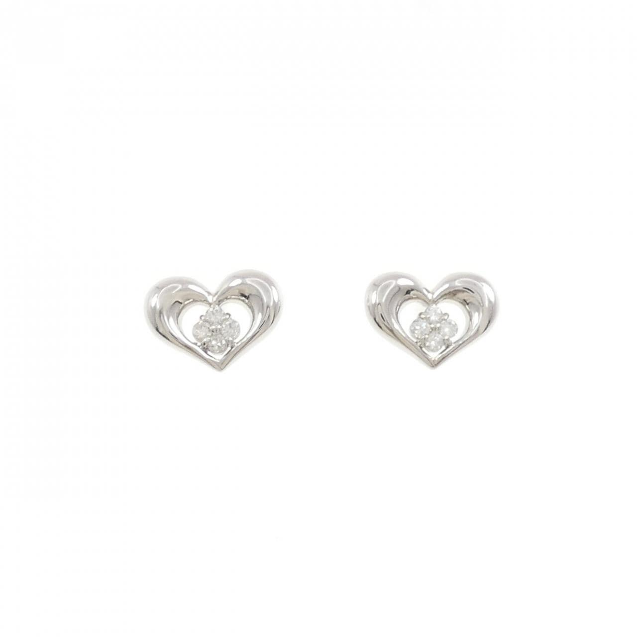 PT900 ハート ダイヤモンド ピアス 0.150CT
