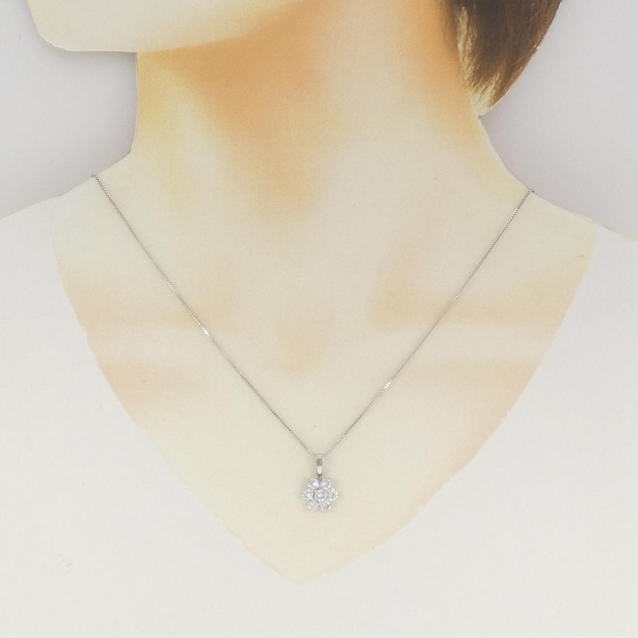 PT900/PT850 フラワー ダイヤモンド ネックレス 1.00CT