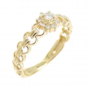 K18YG フラワー ダイヤモンド リング 0.13CT