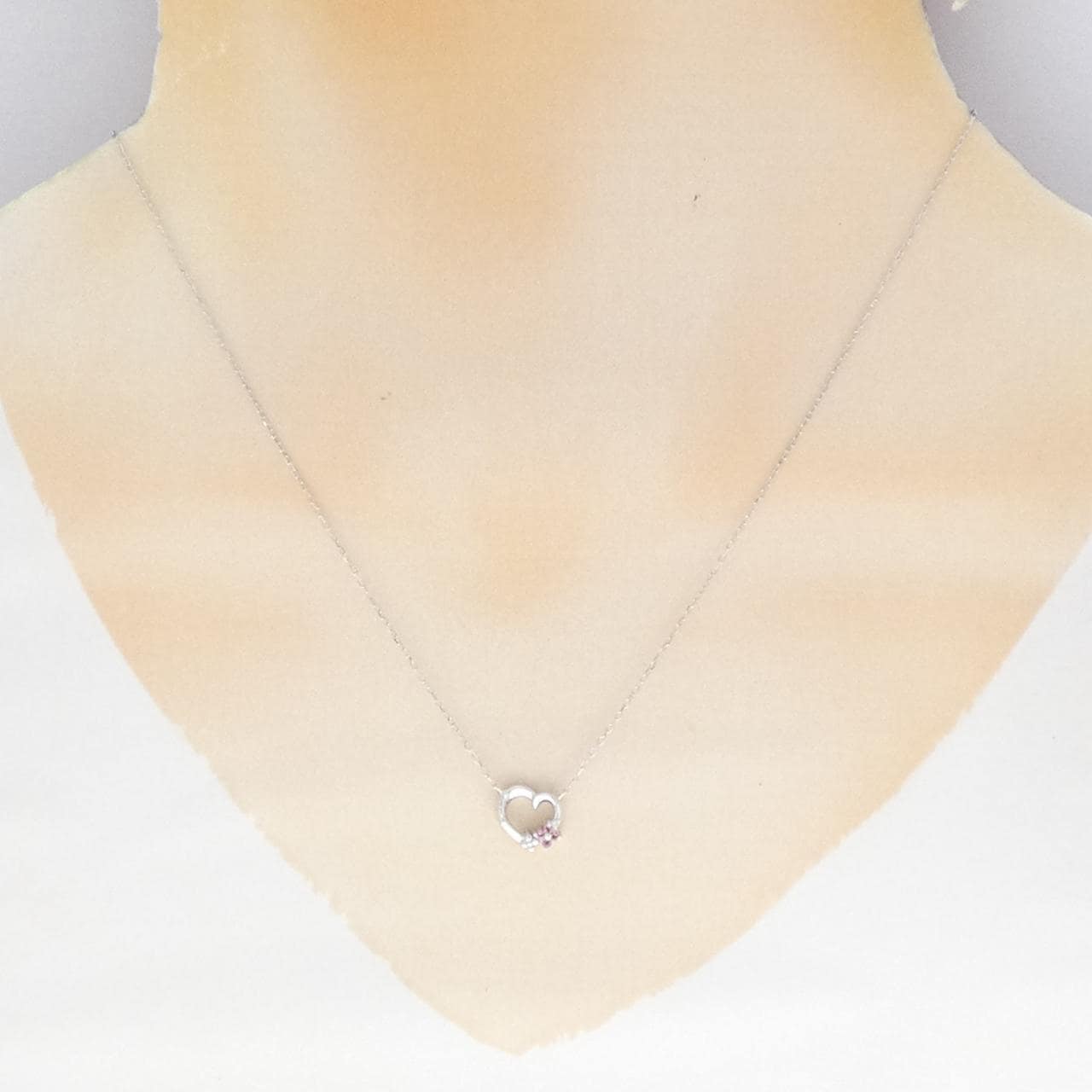 K18WG ハート×フラワー カラーストーン ネックレス