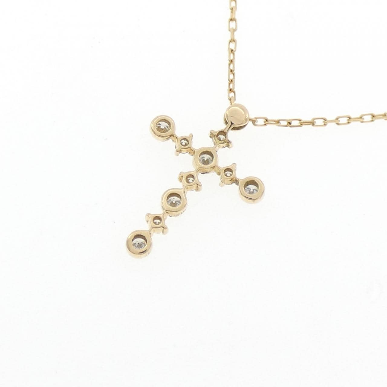 K18YG クロス ダイヤモンド ネックレス 0.1CT