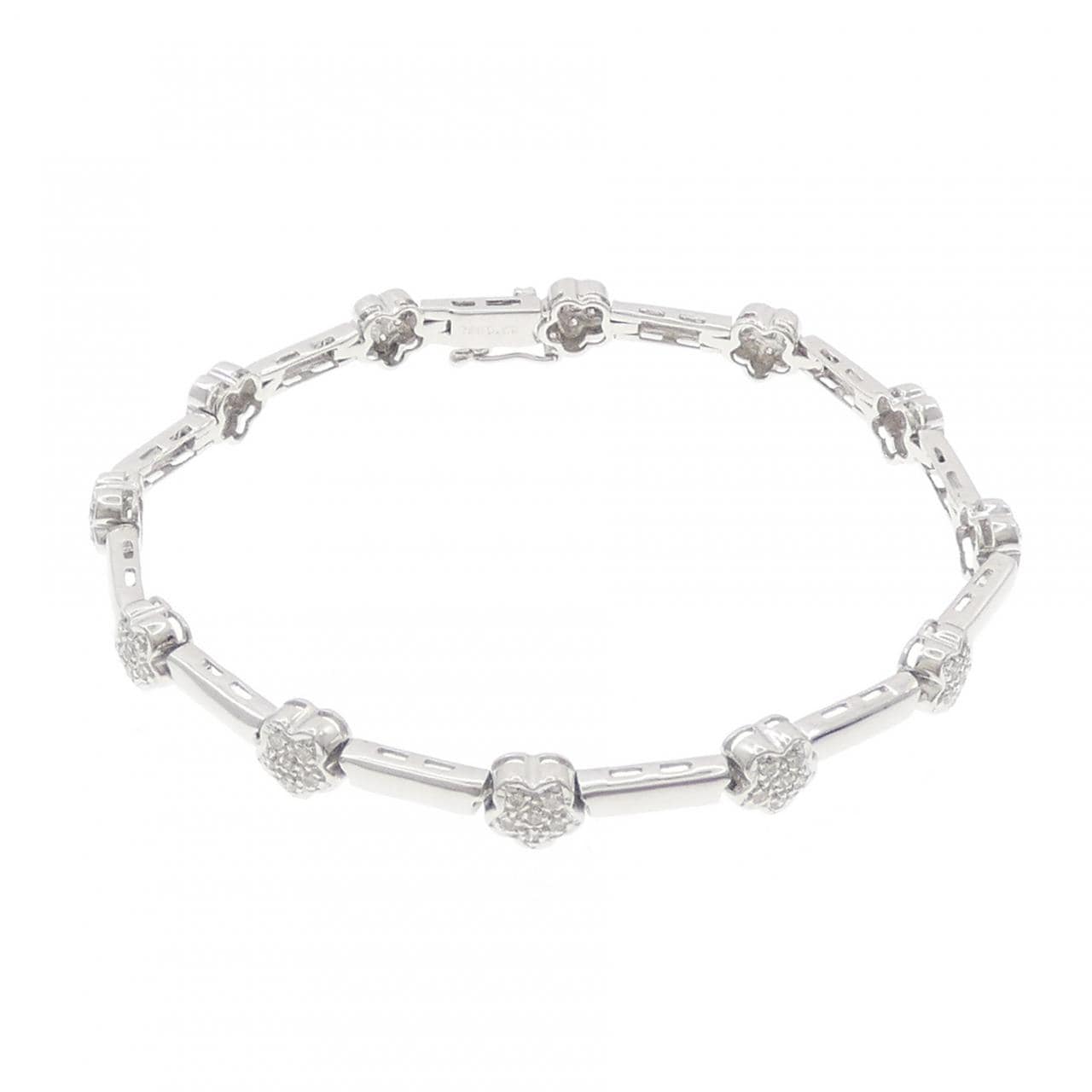 750WG フラワー ダイヤモンド ブレスレット 0.52CT
