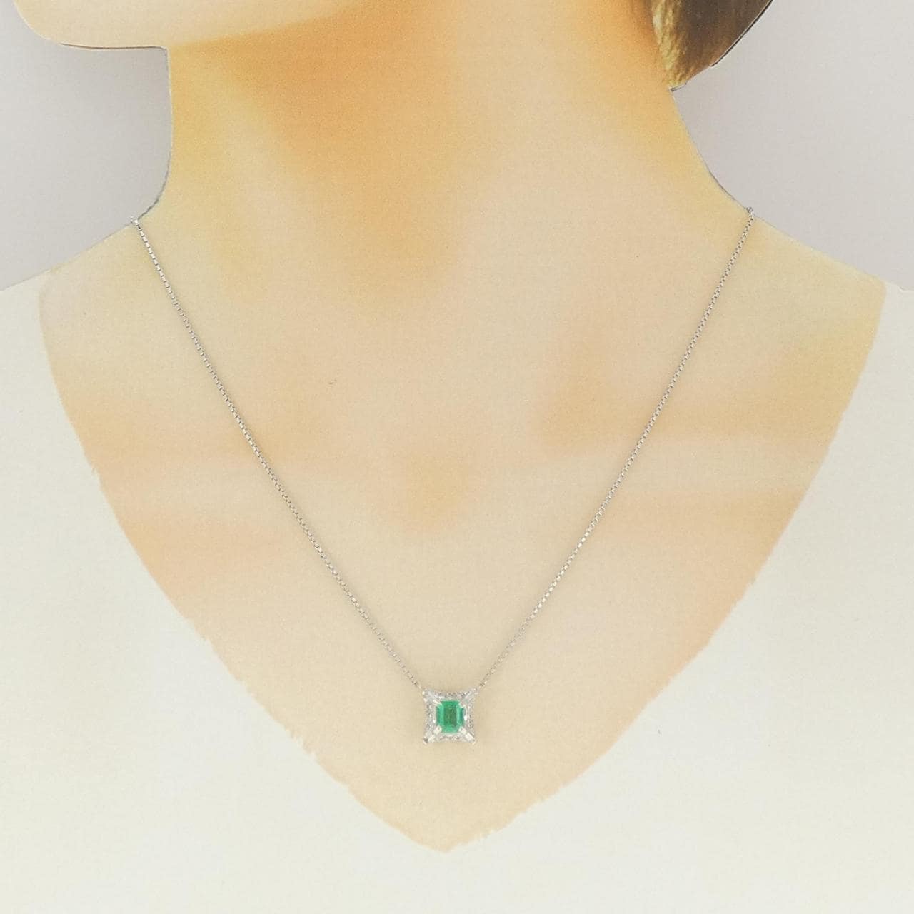 PT850 エメラルド ネックレス 0.83CT