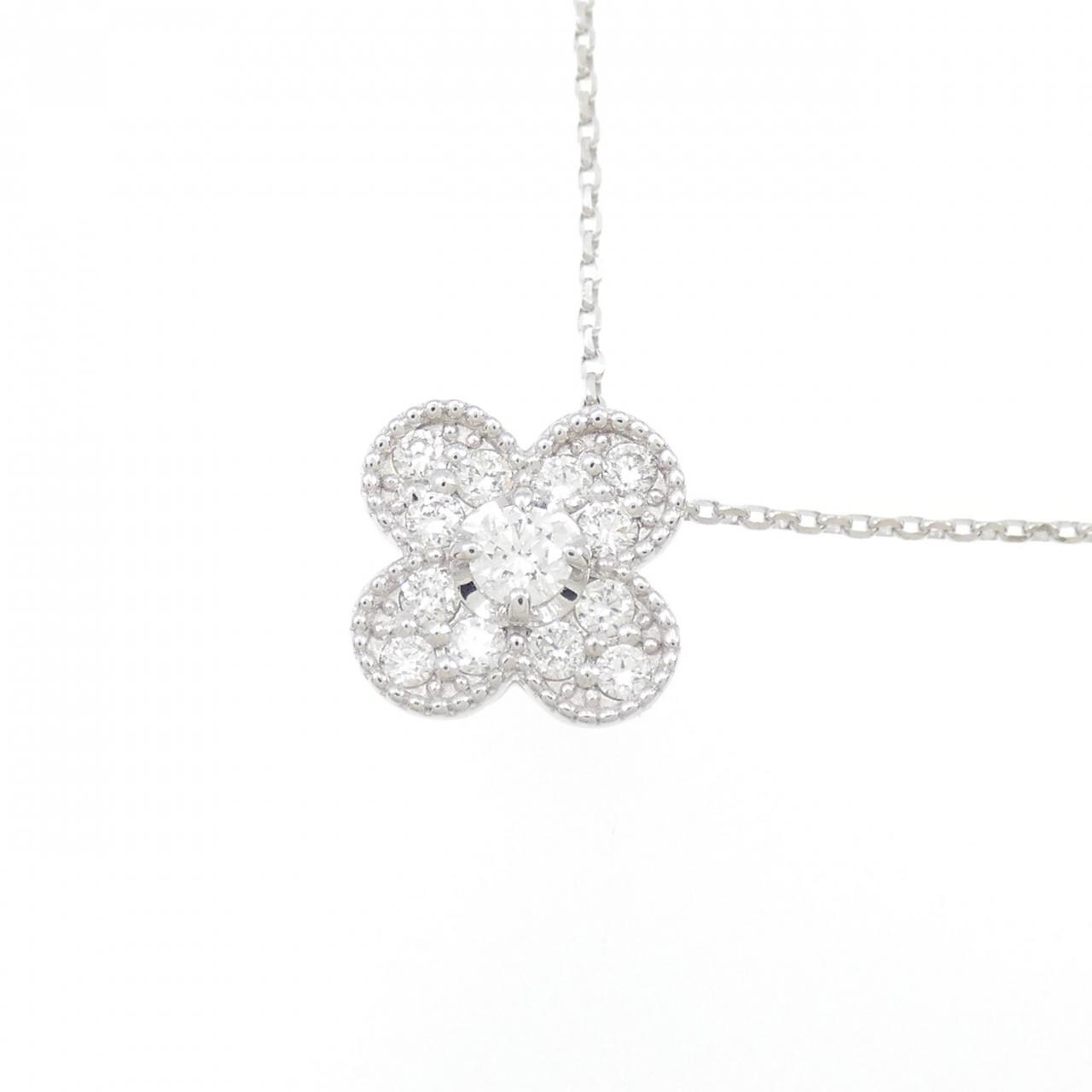 K18WG flower Diamond necklace 0.25CT