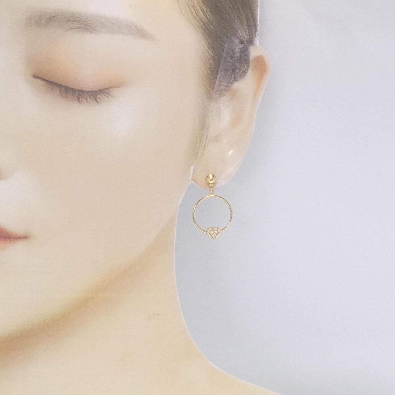 K18YG heart Diamond earrings