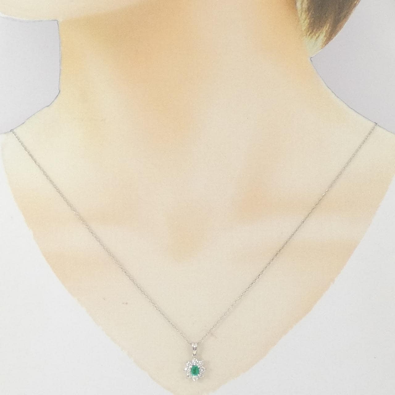 PT900/PT850 エメラルド ネックレス 0.24CT