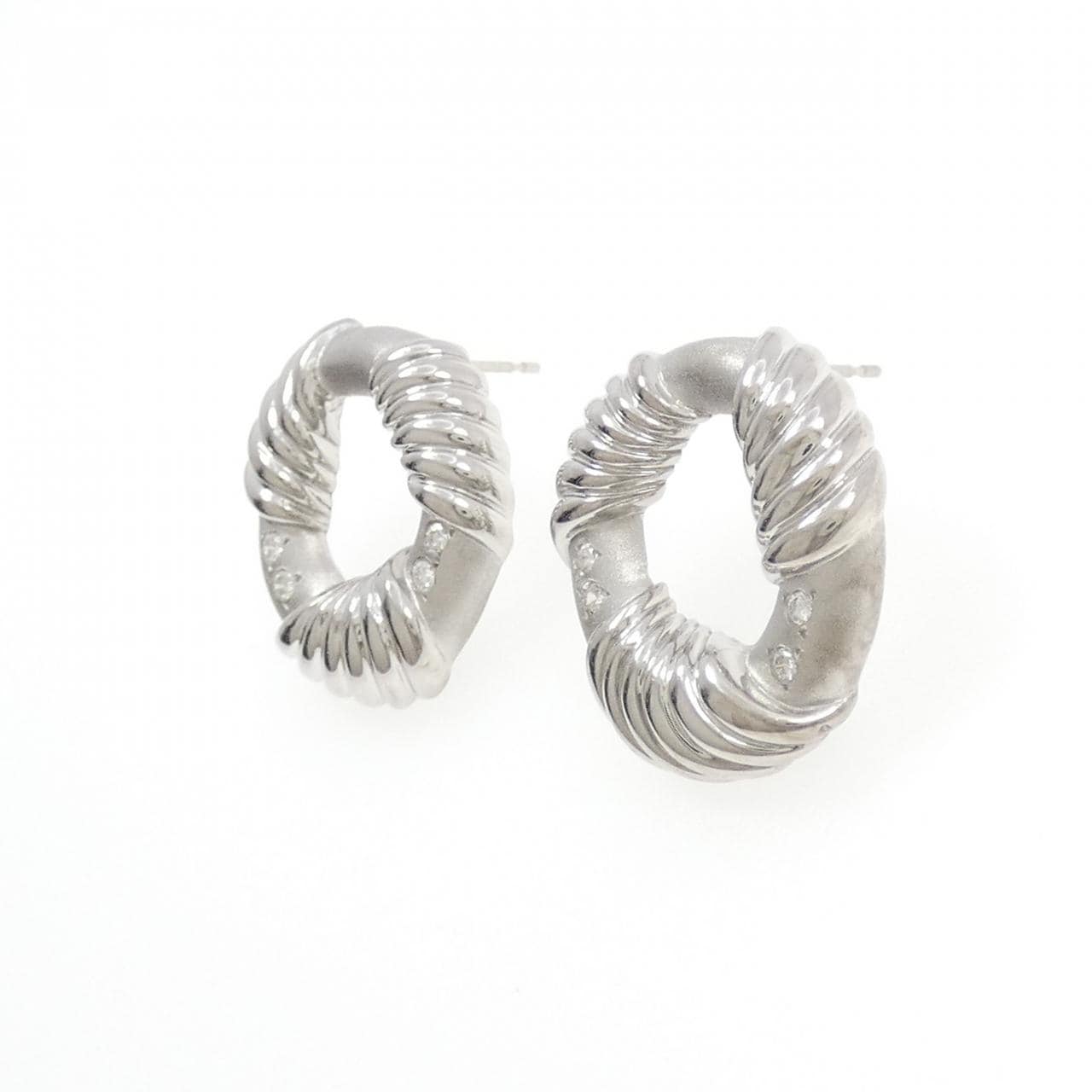 K14WG ダイヤモンド ピアス 0.06CT