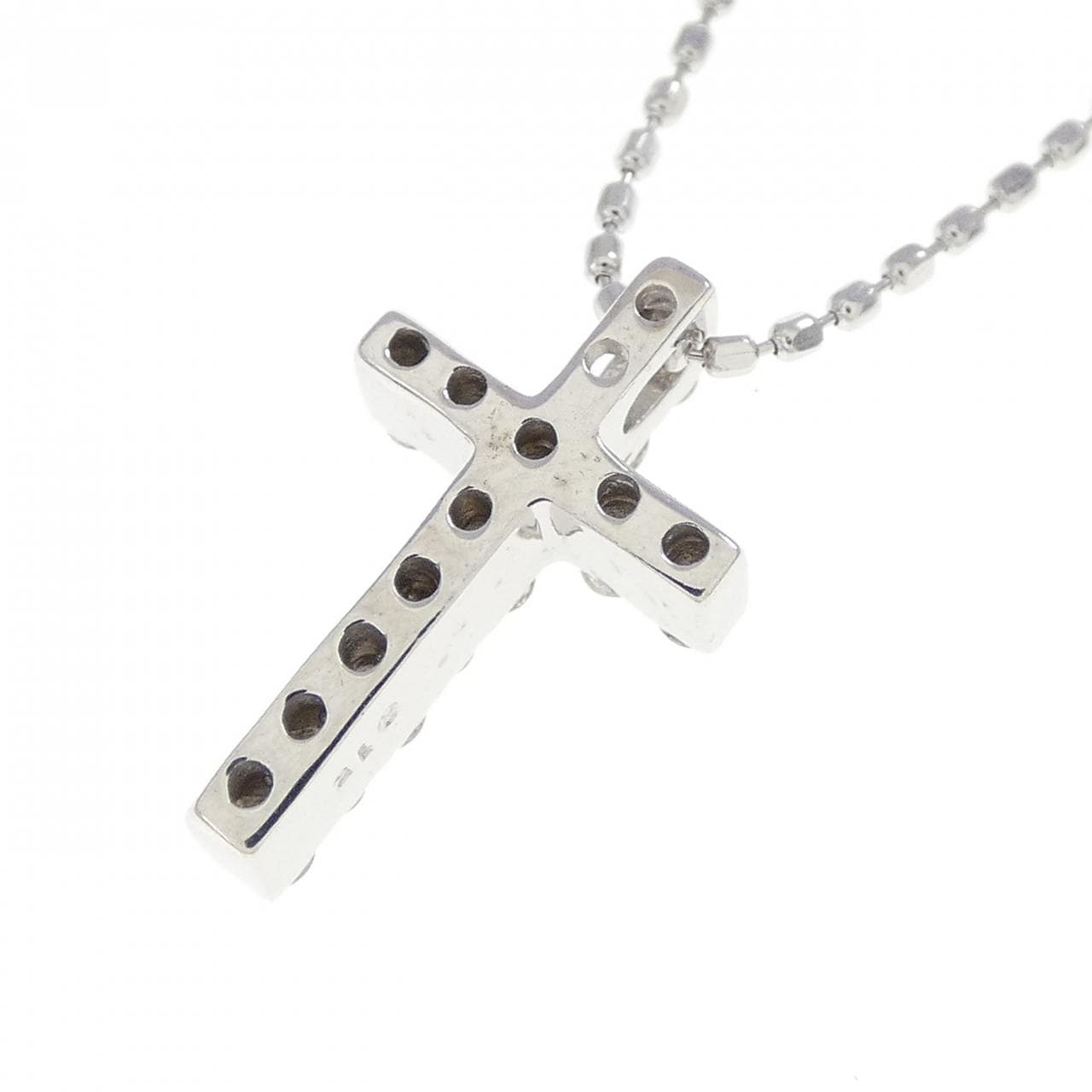 K18WG クロス ダイヤモンド ネックレス 0.15CT