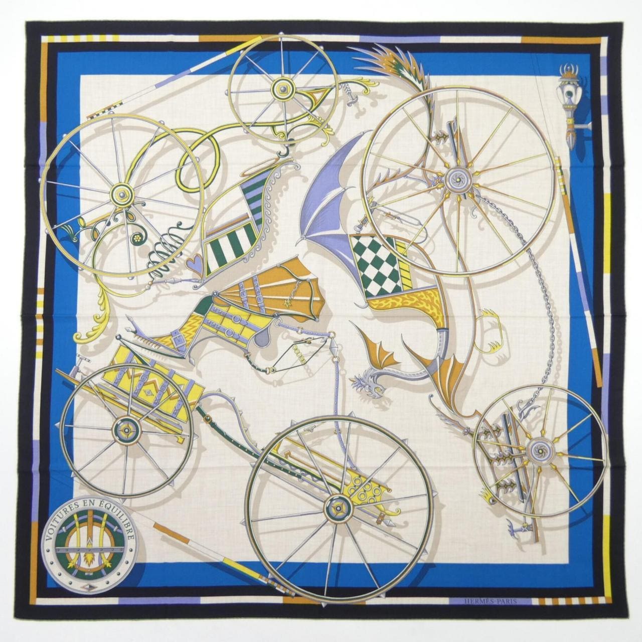 エルメス HERMES VOITURES EN EQUILIBRE H244027S カレジェアン140 ショール