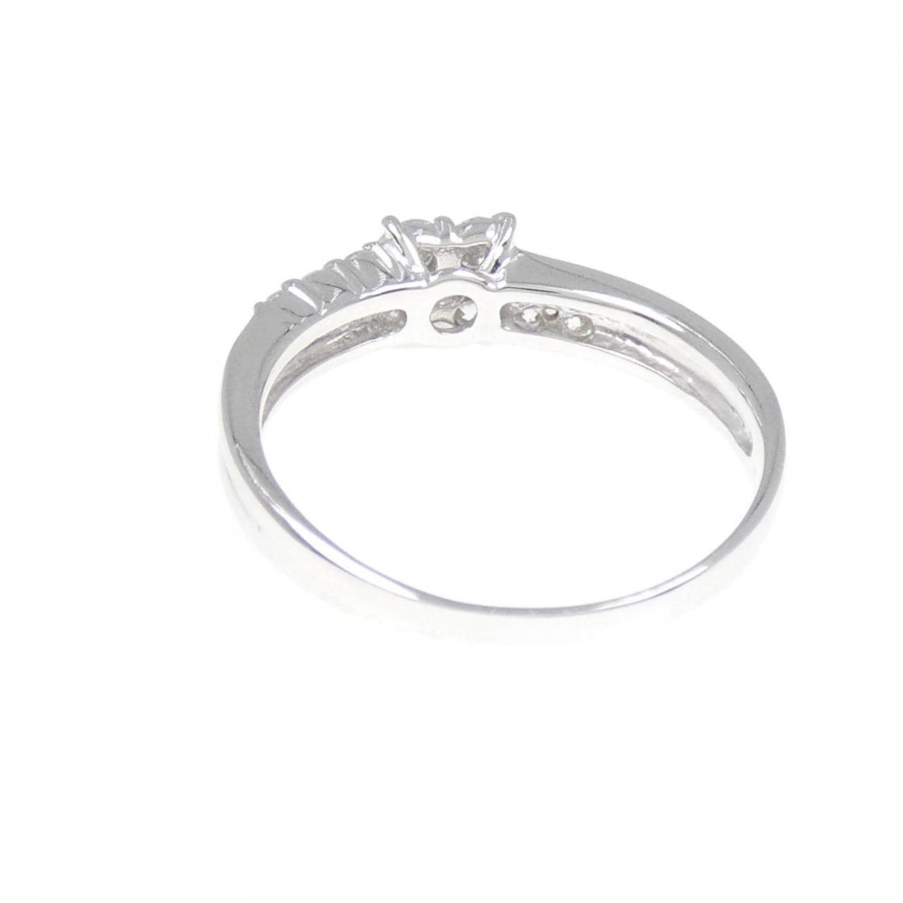 K18WG 花朵粉色钻石戒指 0.018CT