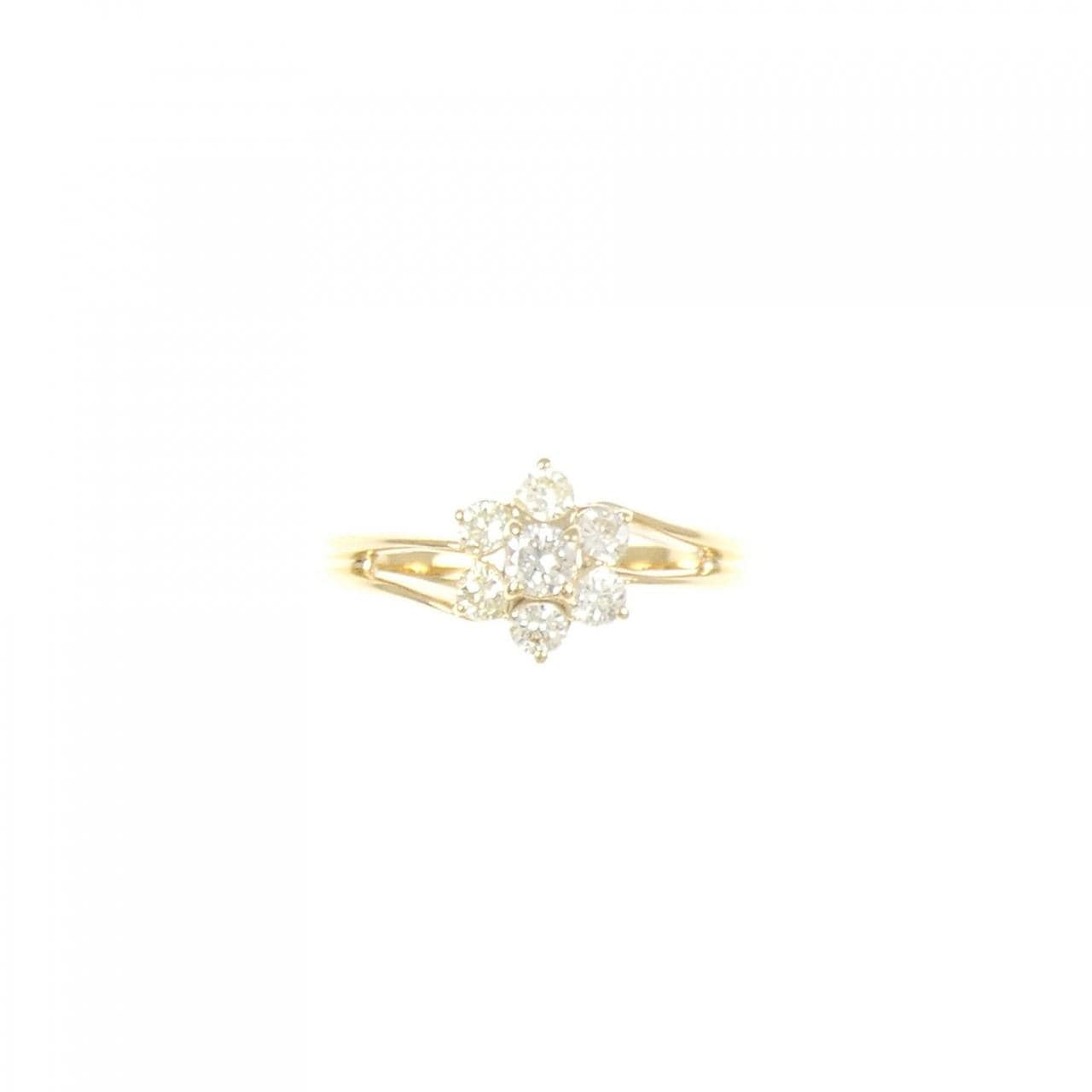 K18YG フラワー ダイヤモンド リング 0.32CT