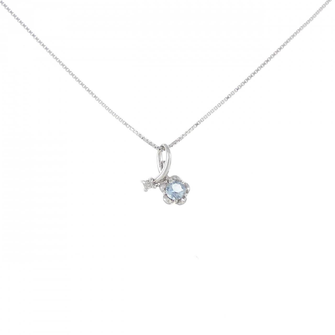 K14WG/K18WG Flower Aquamarine Necklace