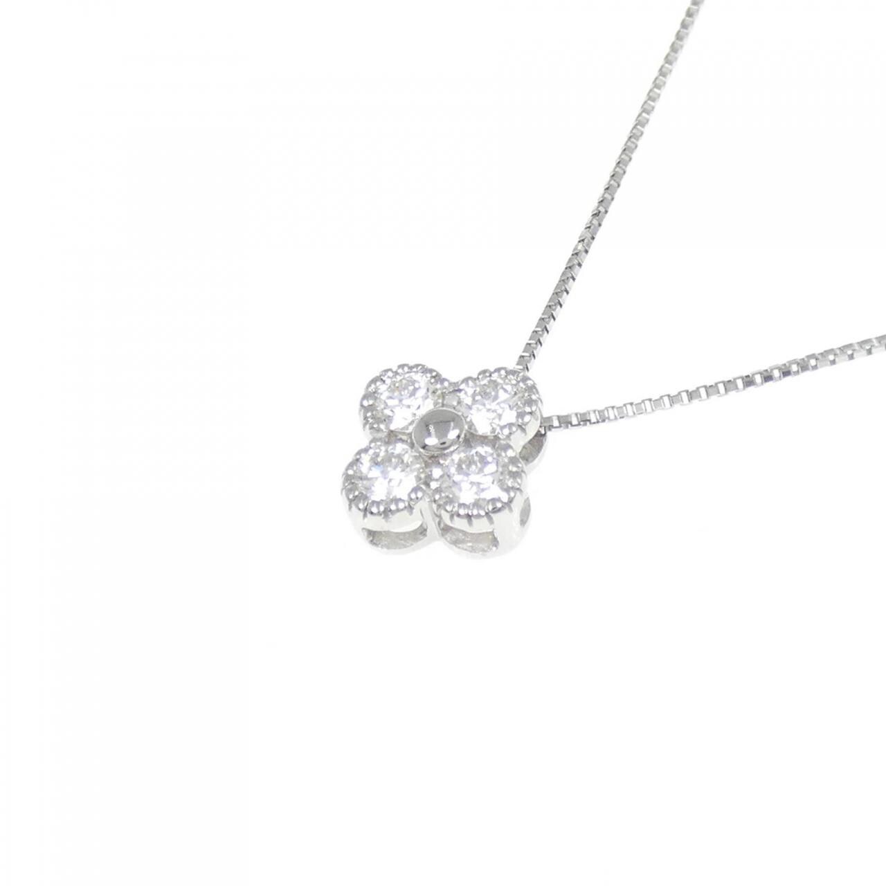【新品】PT900/PT850 フラワー ダイヤモンド ネックレス 0.252CT
