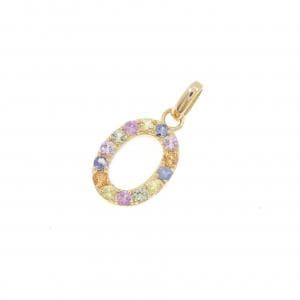 【新品】K18YG イニシャルO サファイヤ ペンダント 0.24CT