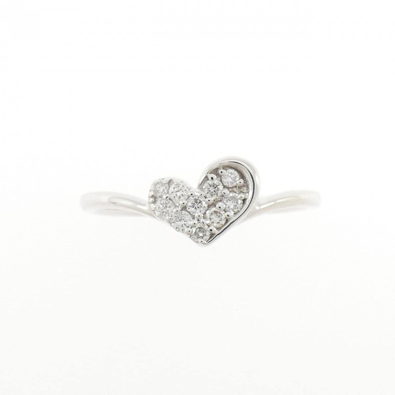 K18WG ハート ダイヤモンド リング 0.10CT