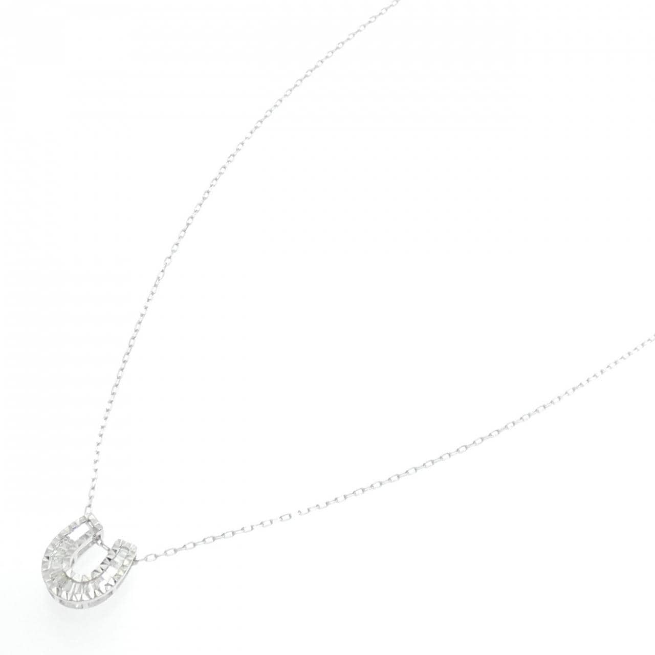 K18WG ホースシュー ダイヤモンド ネックレス 0.20CT
