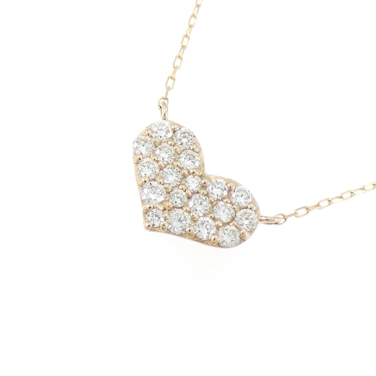 K18PG ハート パヴェ ダイヤモンド ネックレス
