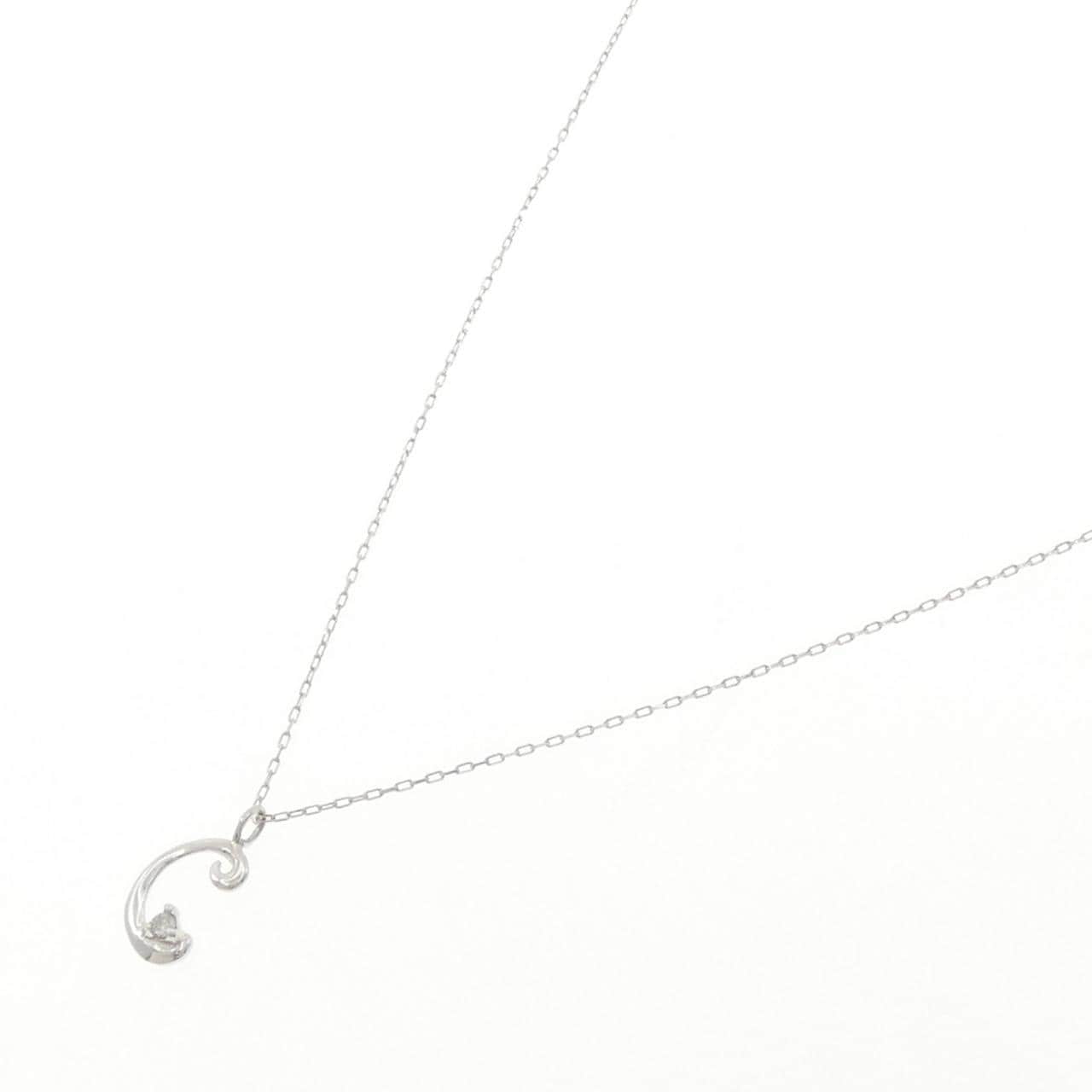 K10WG イニシャルC ダイヤモンド ネックレス 0.01CT