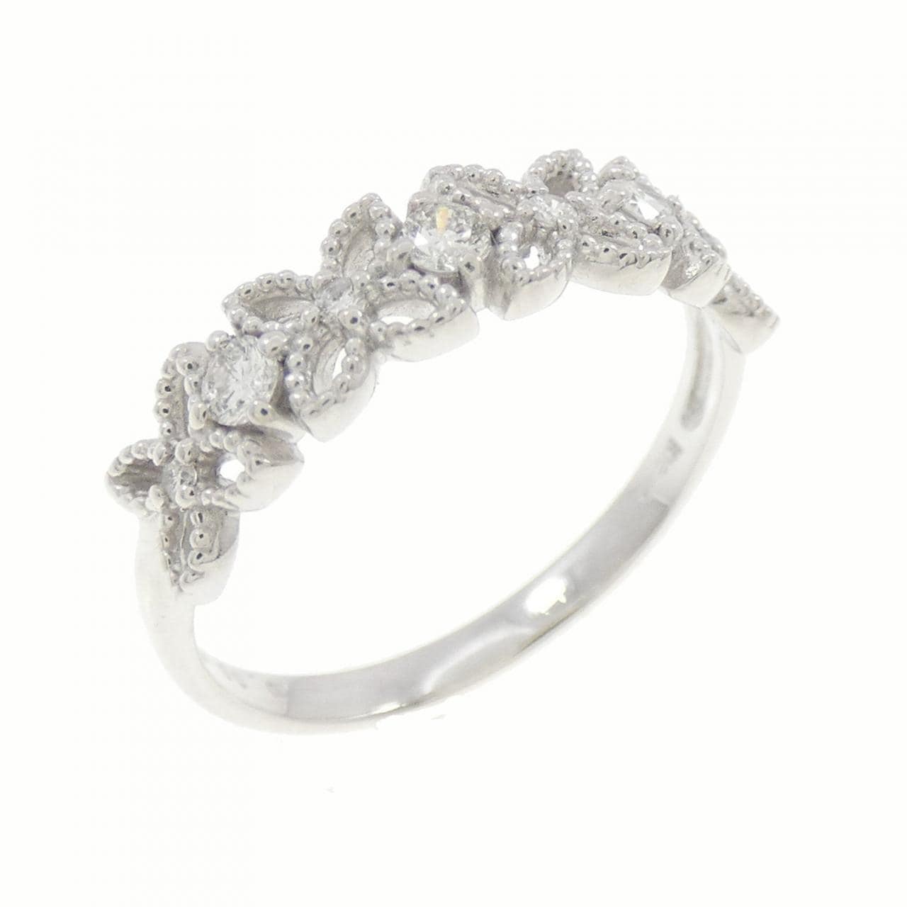 K18WG花朵鑽石戒指0.10CT