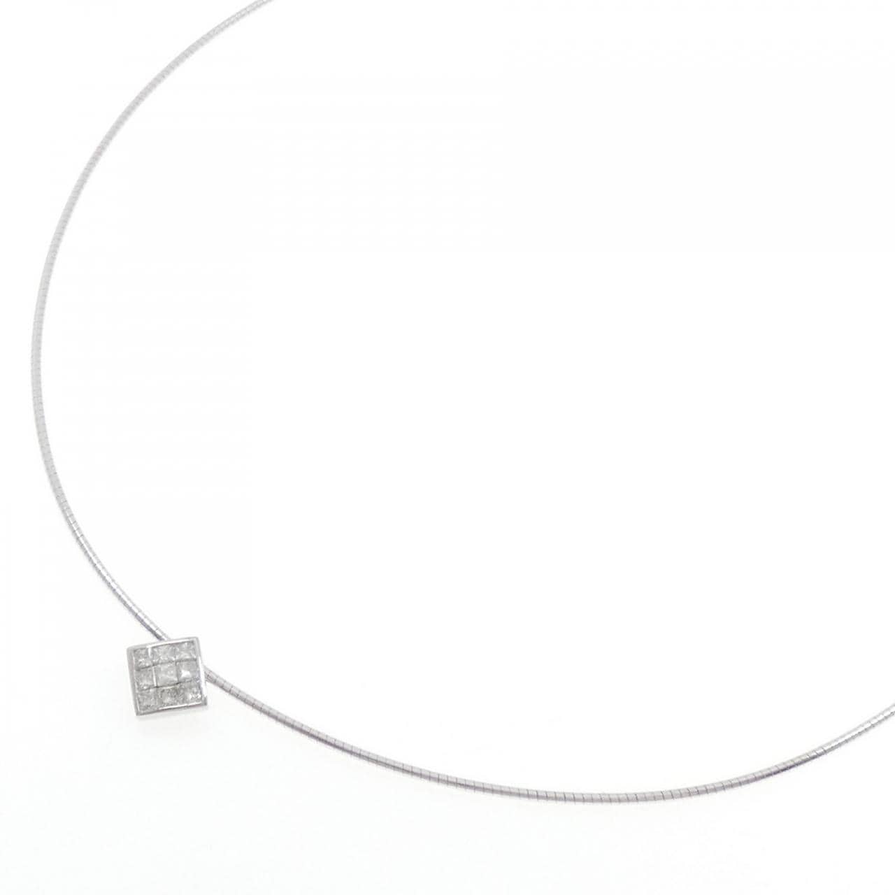 PT900/K18WG パヴェ ダイヤモンド ネックレス 0.50CT
