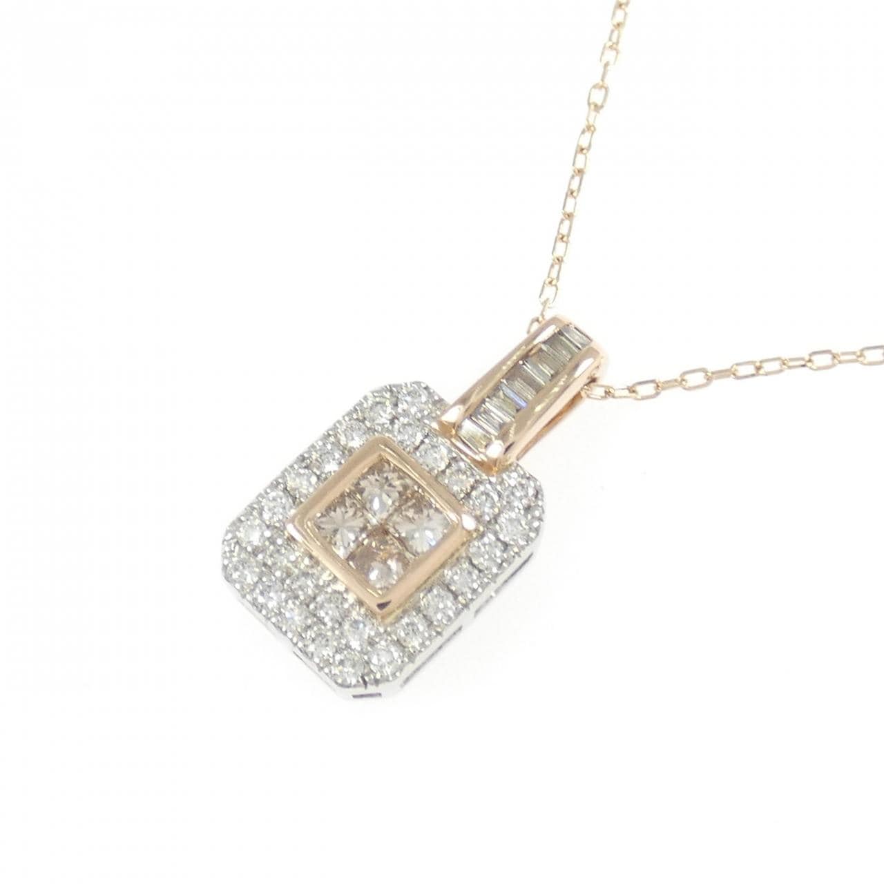 K18PG/PT950 ダイヤモンド ネックレス 0.40CT