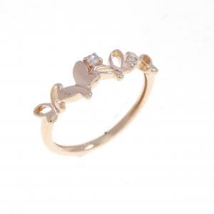 K10PG バタフライ ダイヤモンド ピンキーリング