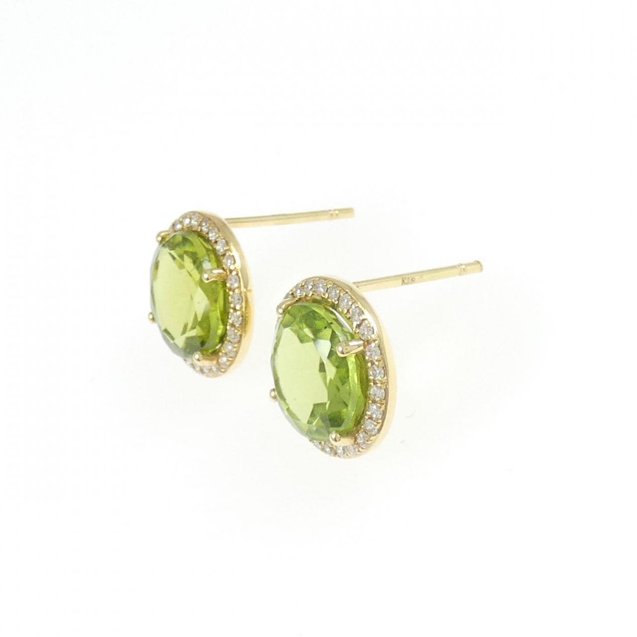 【新品】K18YG ペリドット ピアス 4.41CT
