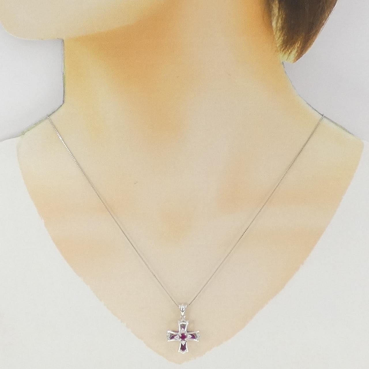 K18WG ルビー ネックレス 0.18CT