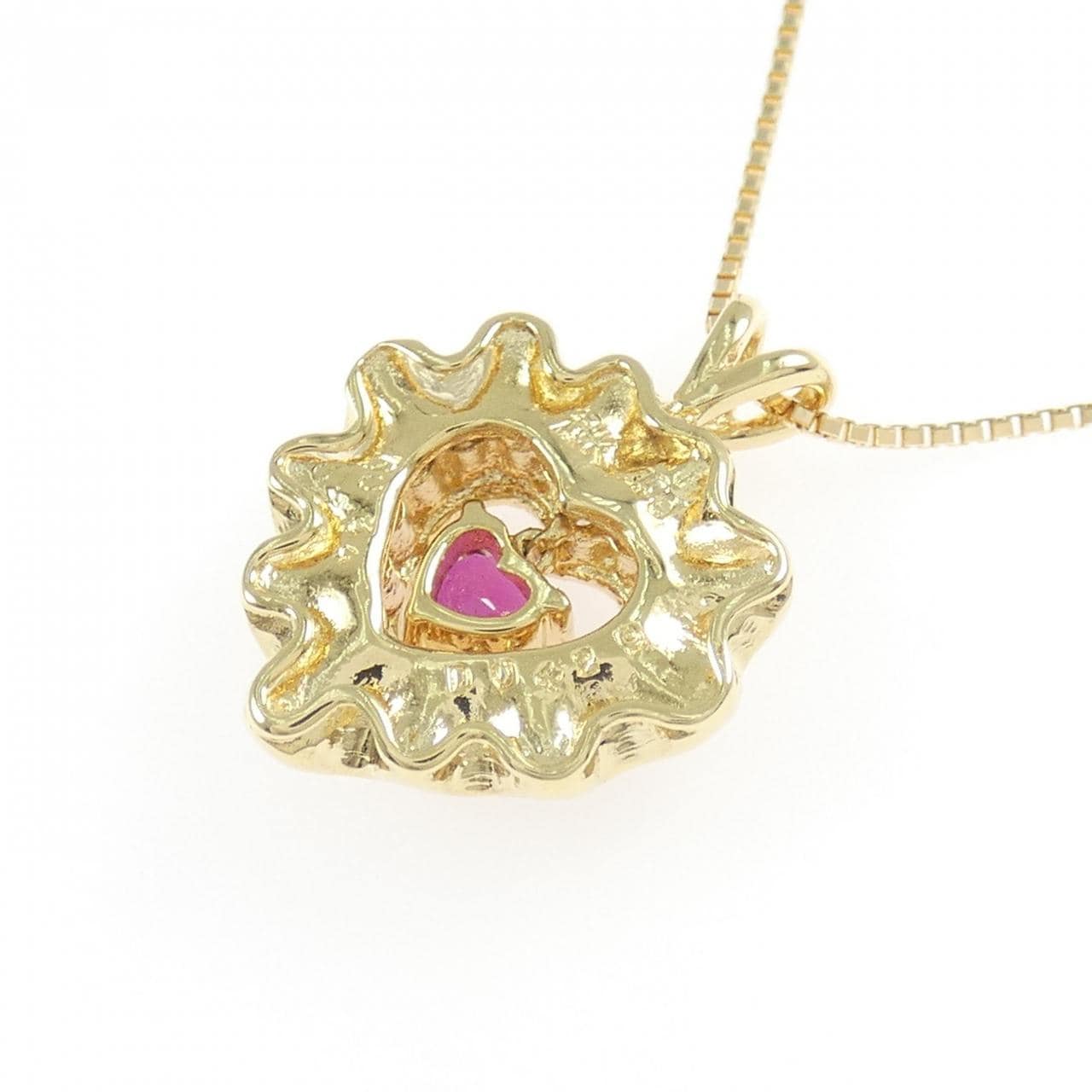 750YG/K18YG ハート ルビー ネックレス 0.34CT
