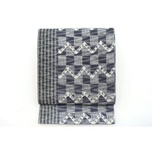 [Unused items] Summer bag obi, pine smoke dyeing, Zento pattern