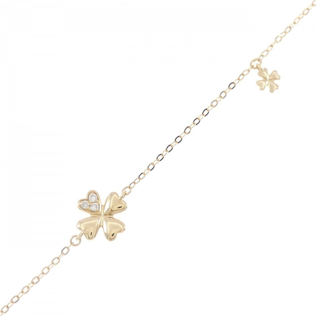 750YG クローバー ダイヤモンド ブレスレット 0.03CT