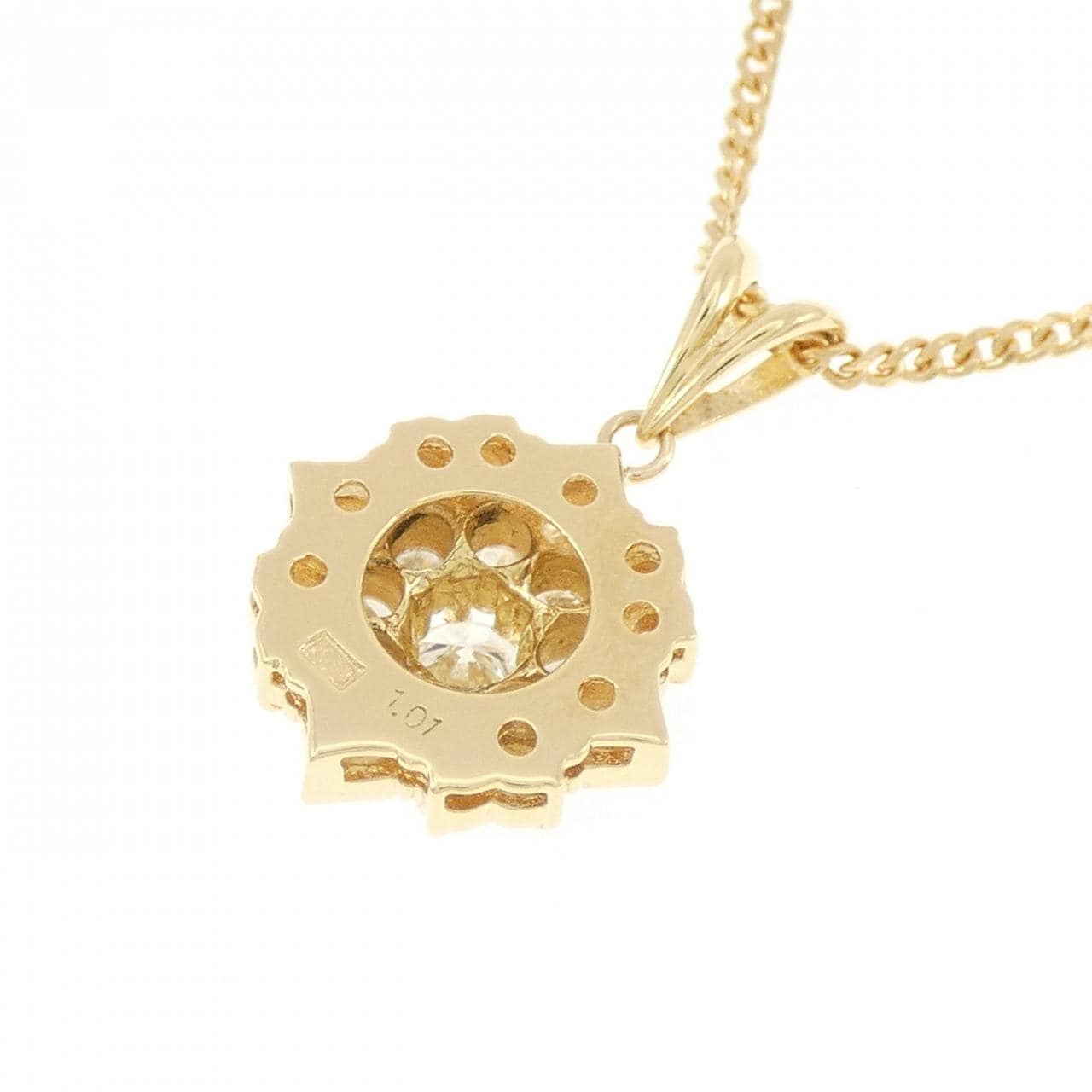 K18YG/750YG フラワー ダイヤモンド ネックレス 1.01CT