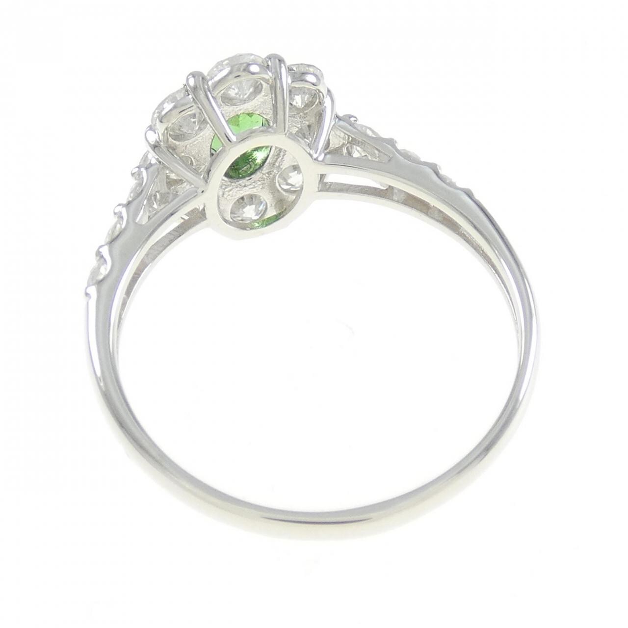 PT950 Green Garnet Ring 0.36CT