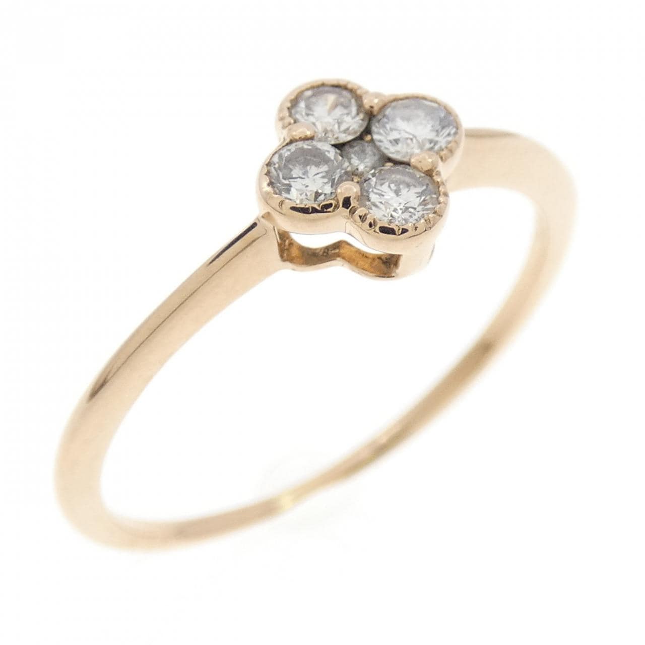 K18PG フラワー ダイヤモンド リング 0.20CT