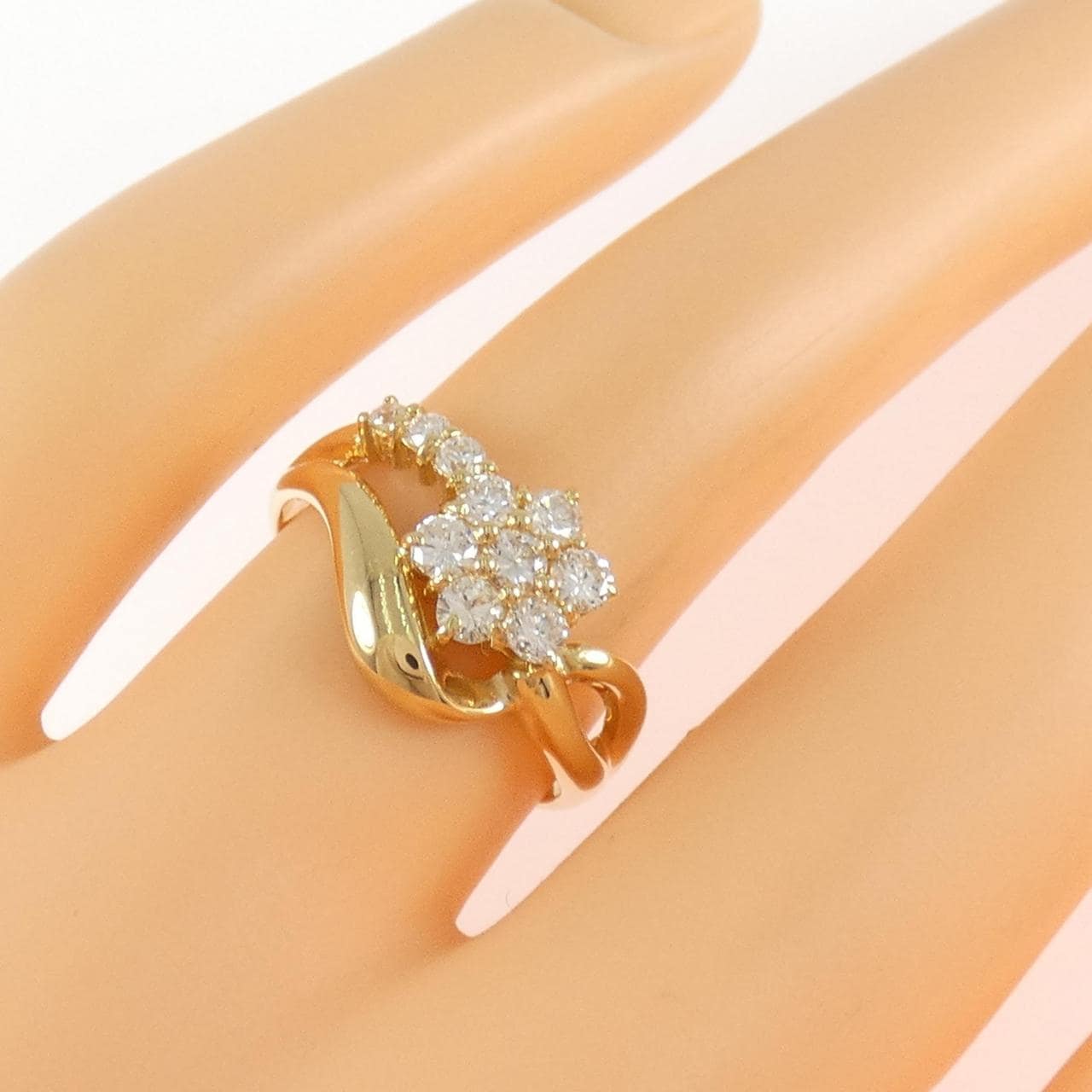 K18YG フラワー ダイヤモンド リング 0.53CT