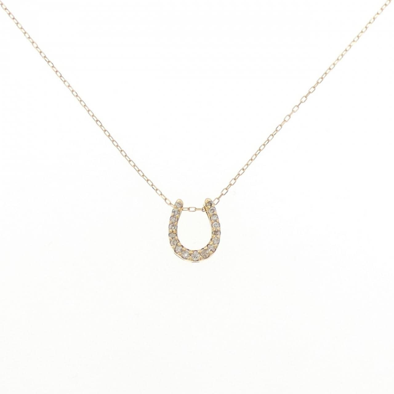 K18YG ホースシュー ダイヤモンド ネックレス 0.11CT