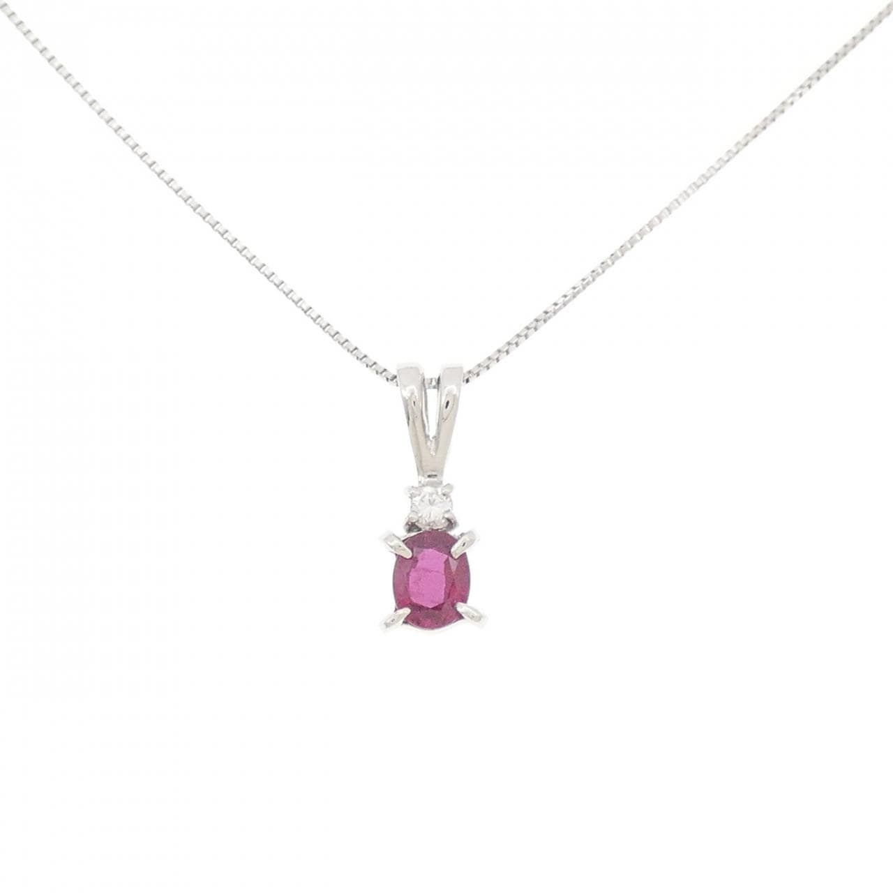 PT900/PT850 ルビー ネックレス 0.47CT