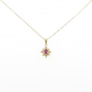 K18YG/750YG ルビー ネックレス 0.2CT