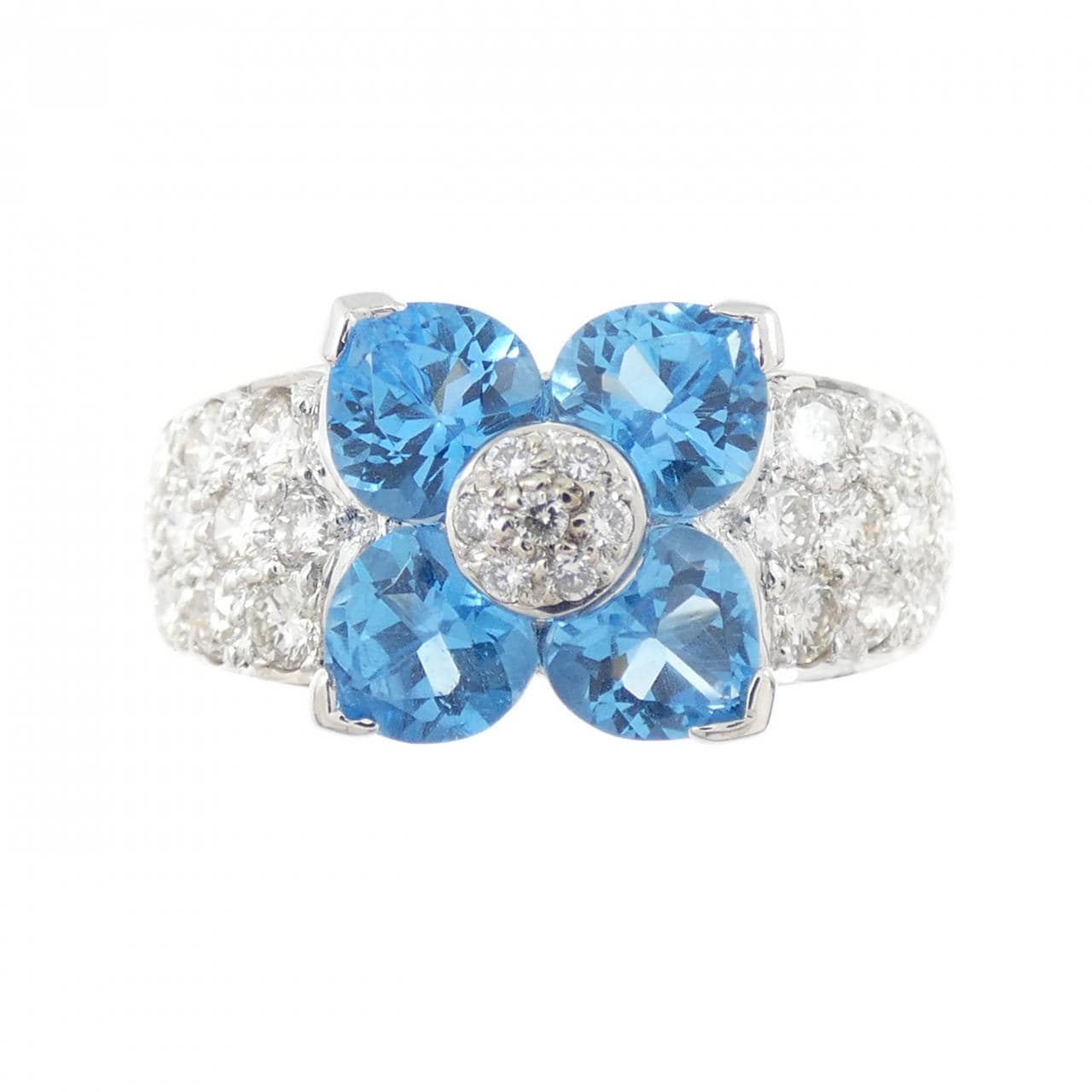 K18WG 花藍托帕石戒指 1.65克拉