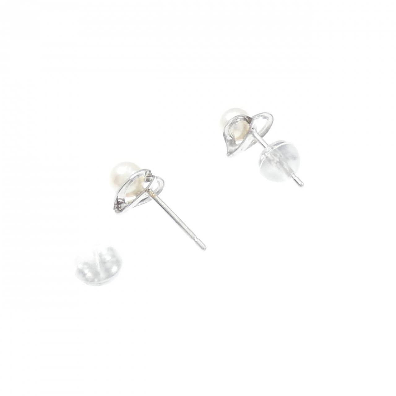 K18WG ハート アコヤパール ピアス 4.1mm