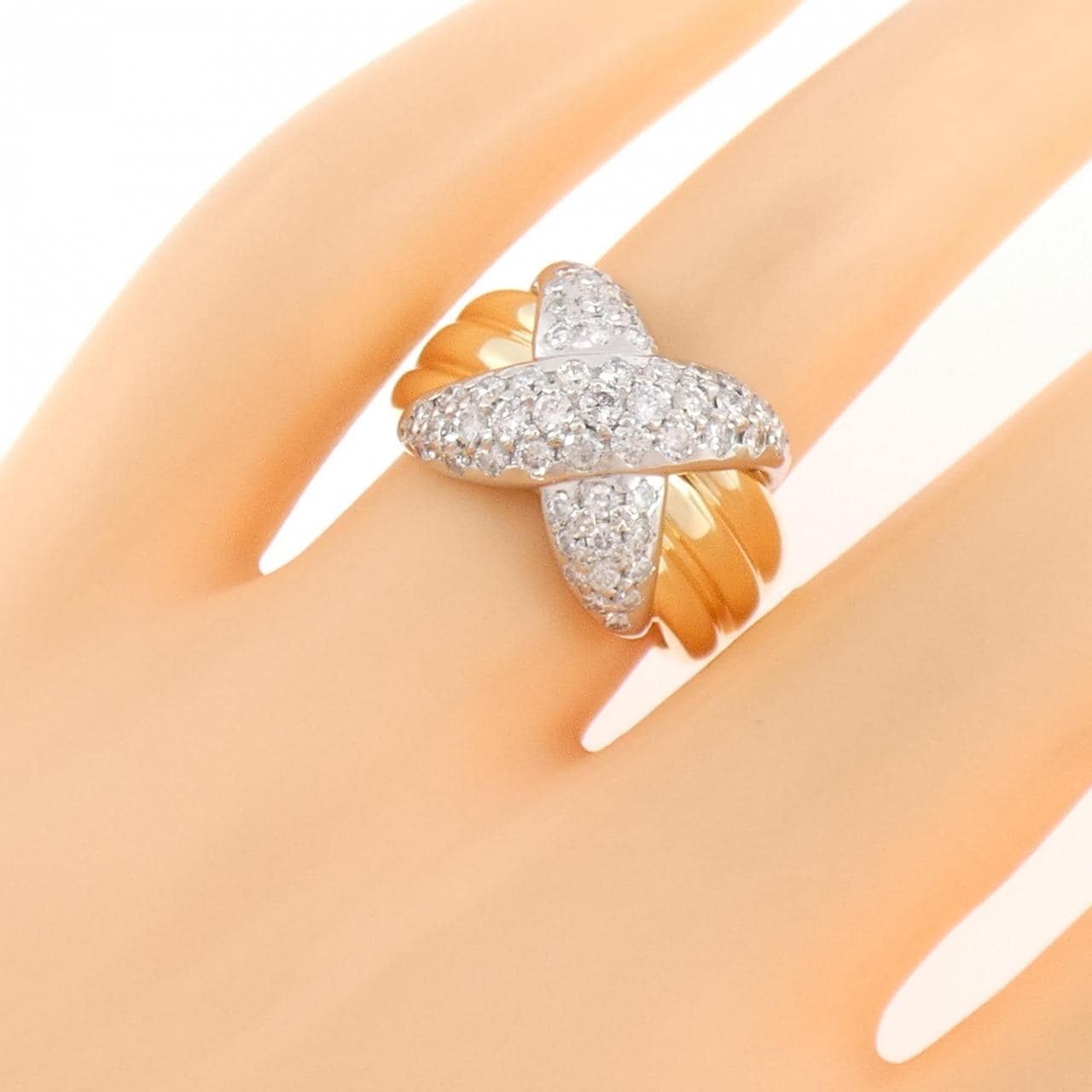 K18YG/PT900 ダイヤモンド リング 1.02CT