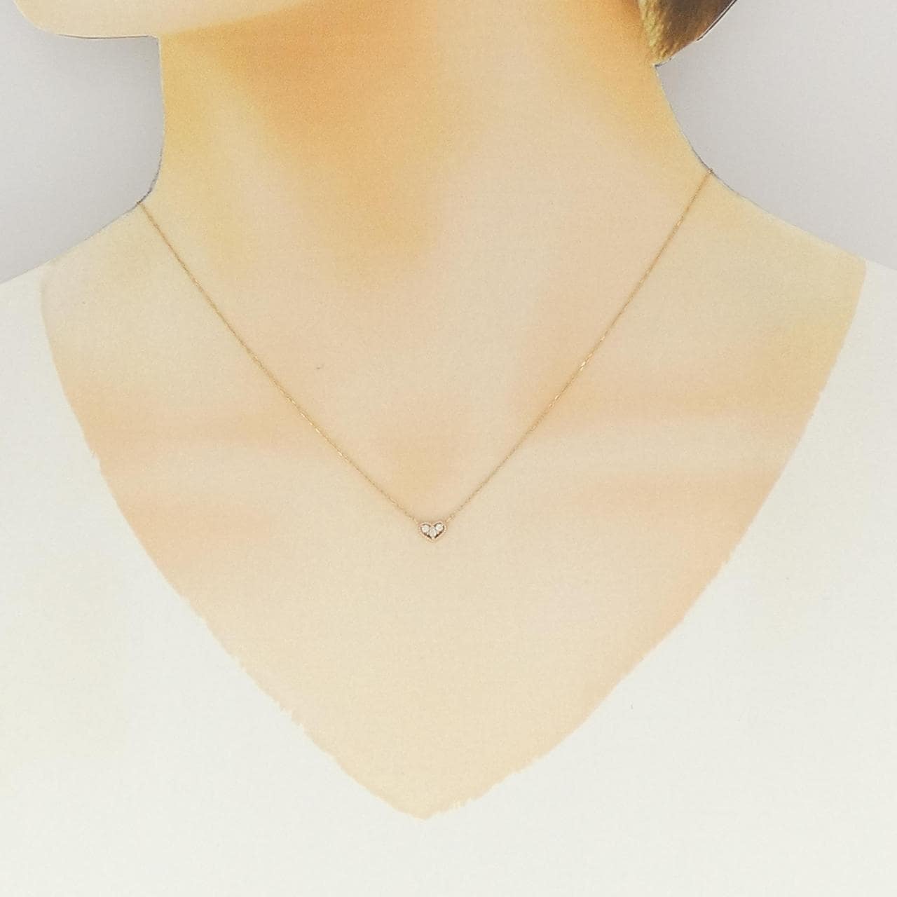 K18PG ハート ダイヤモンド ネックレス 0.03CT