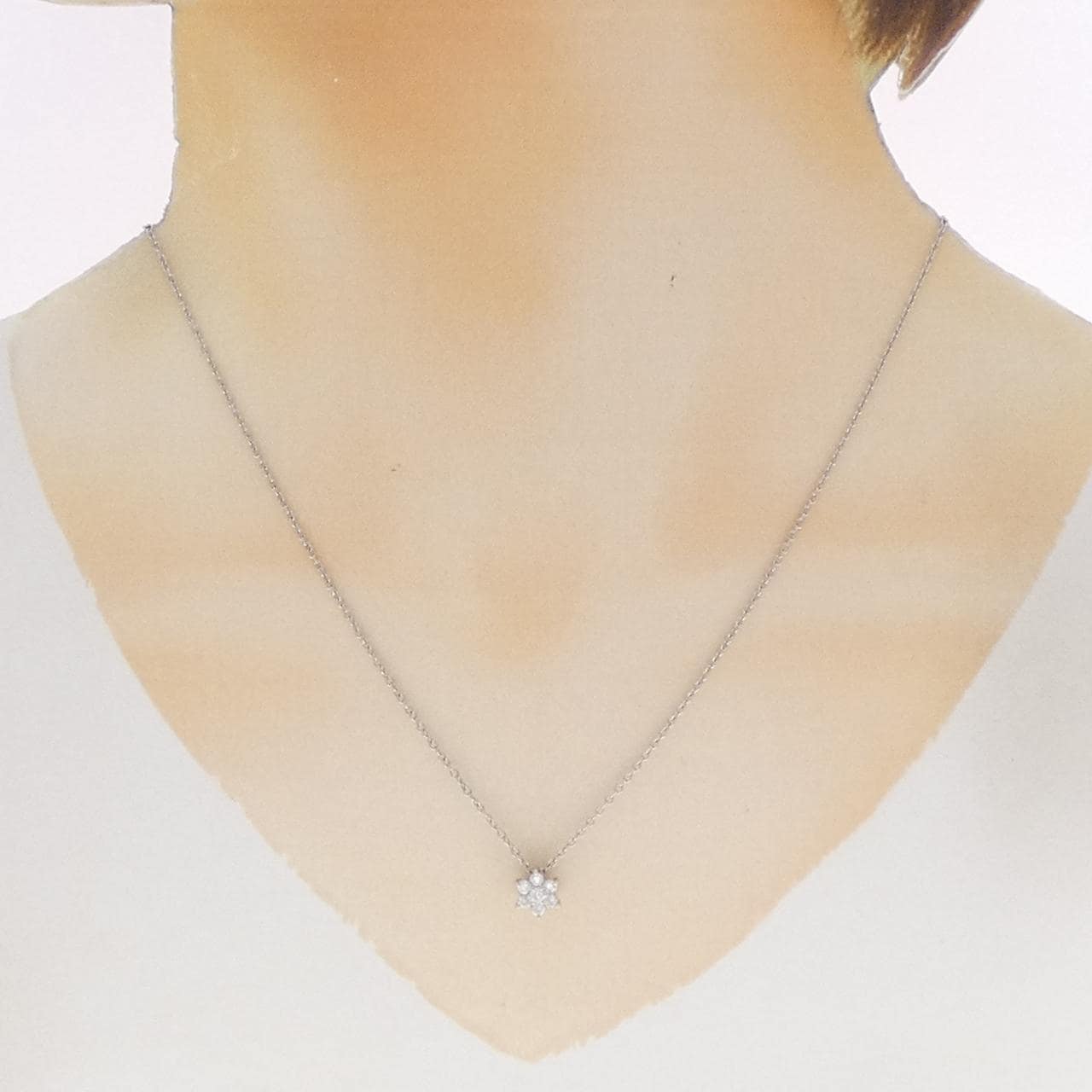 PT900/PT850 フラワー ダイヤモンド ネックレス 0.30CT