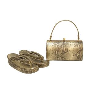 【新品】草履バッグセット　Ｆサイズ　パイソン柄