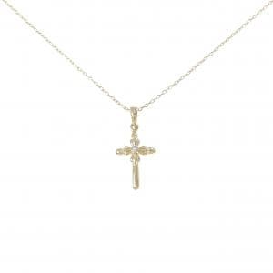 750YG/K18YG クロス ダイヤモンド ネックレス